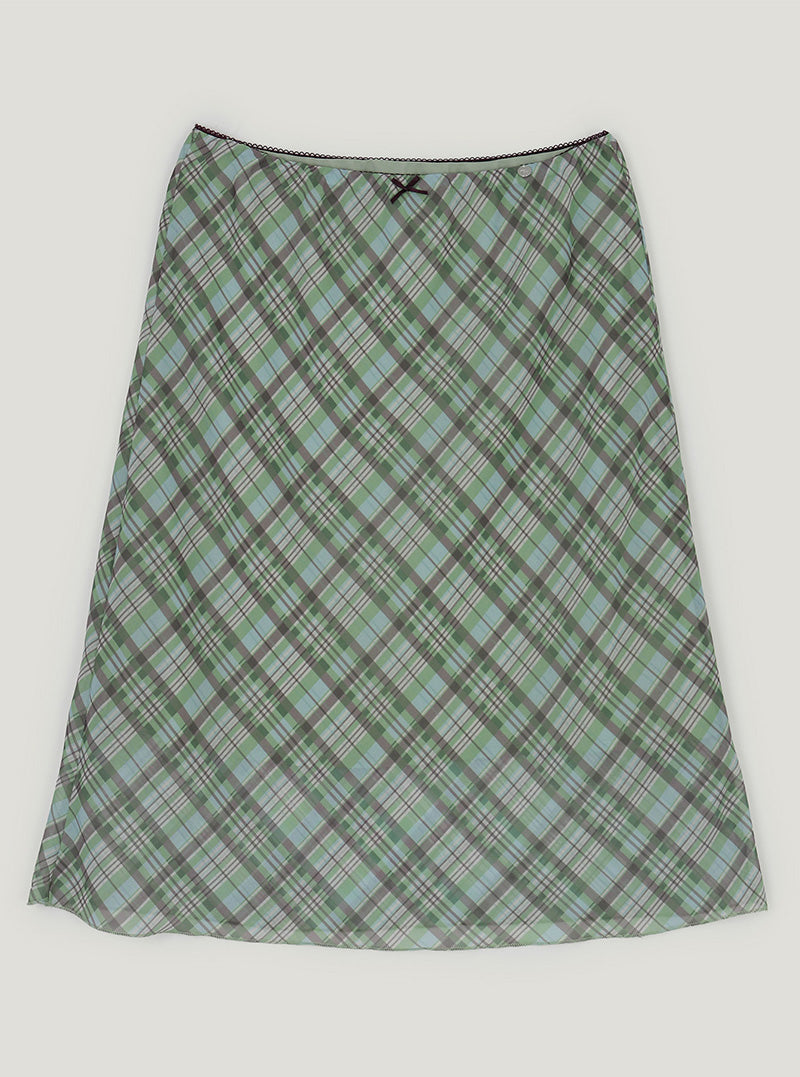 Mika check banding midi skirt
