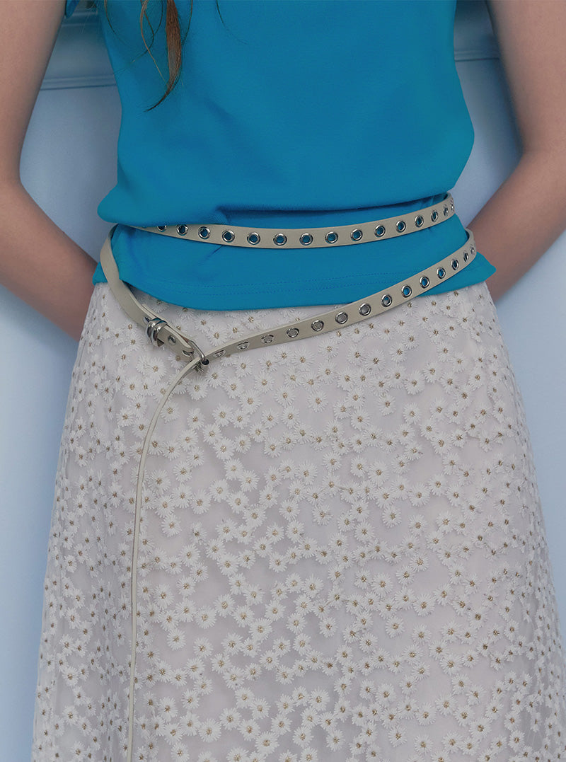 Bexy eyelet leather long belt