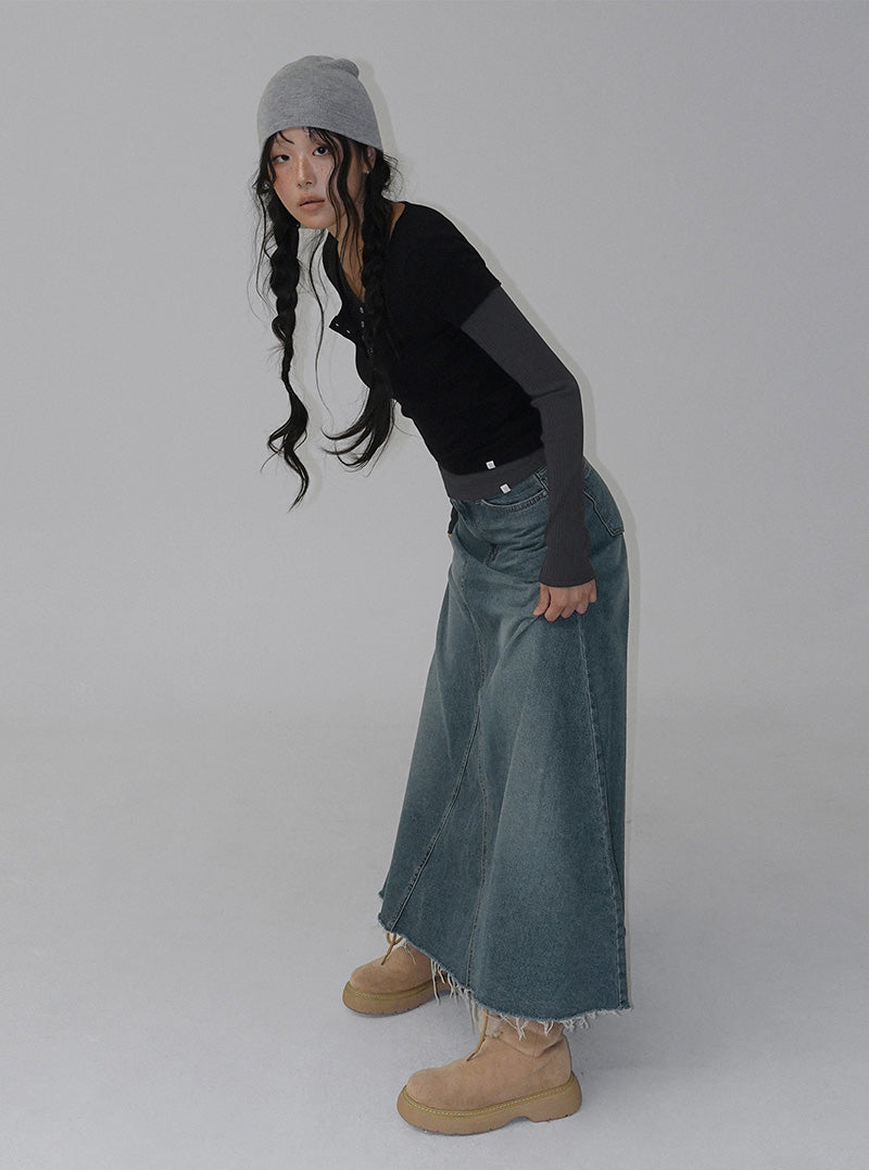 [TWEE:B] Kinto maxi denim long skirt