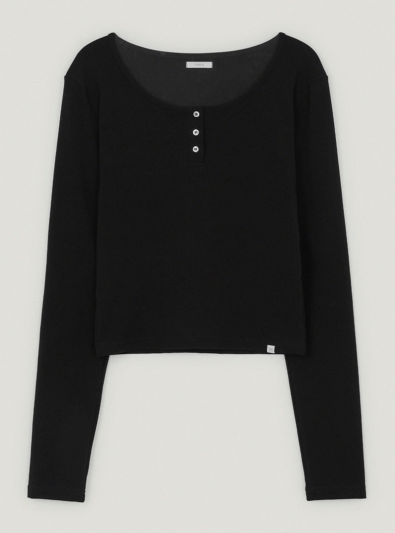 [TWEE:B] Leon henley U-neck long sleeve T-shirt