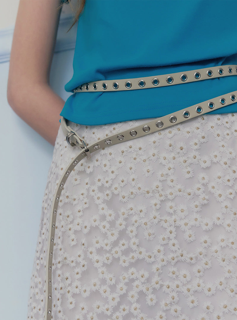 Bexy eyelet leather long belt