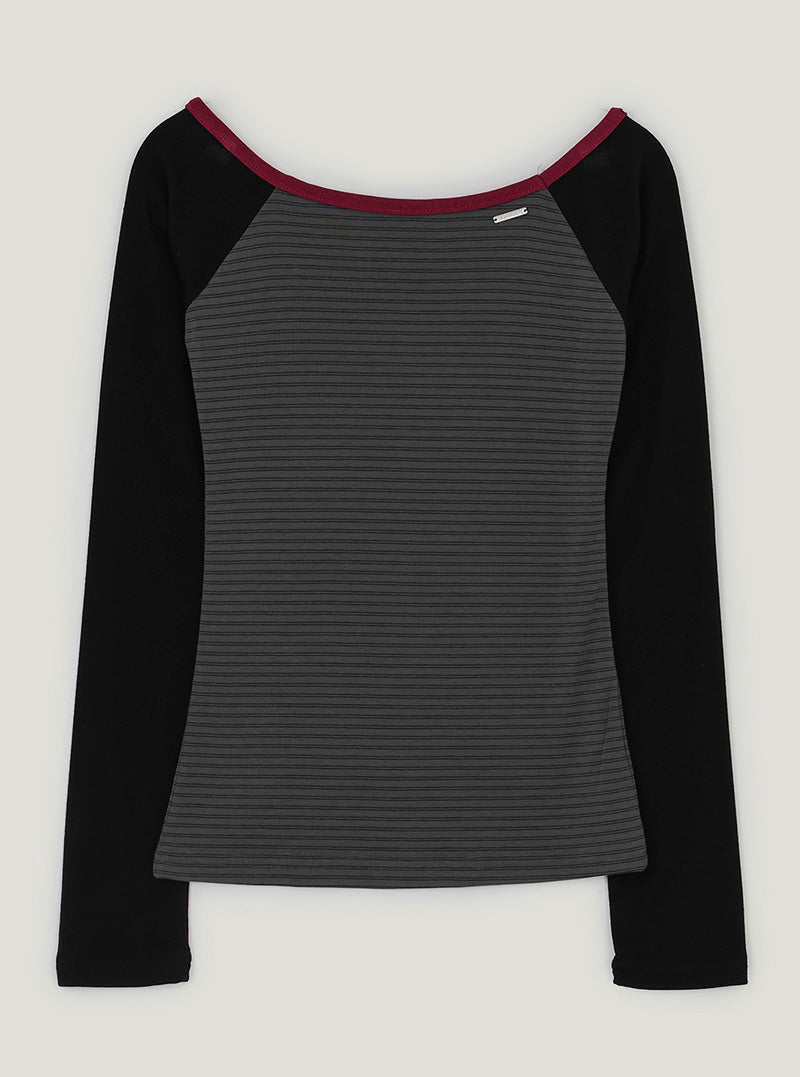 Bennett stripe raglan long sleeve T-shirt