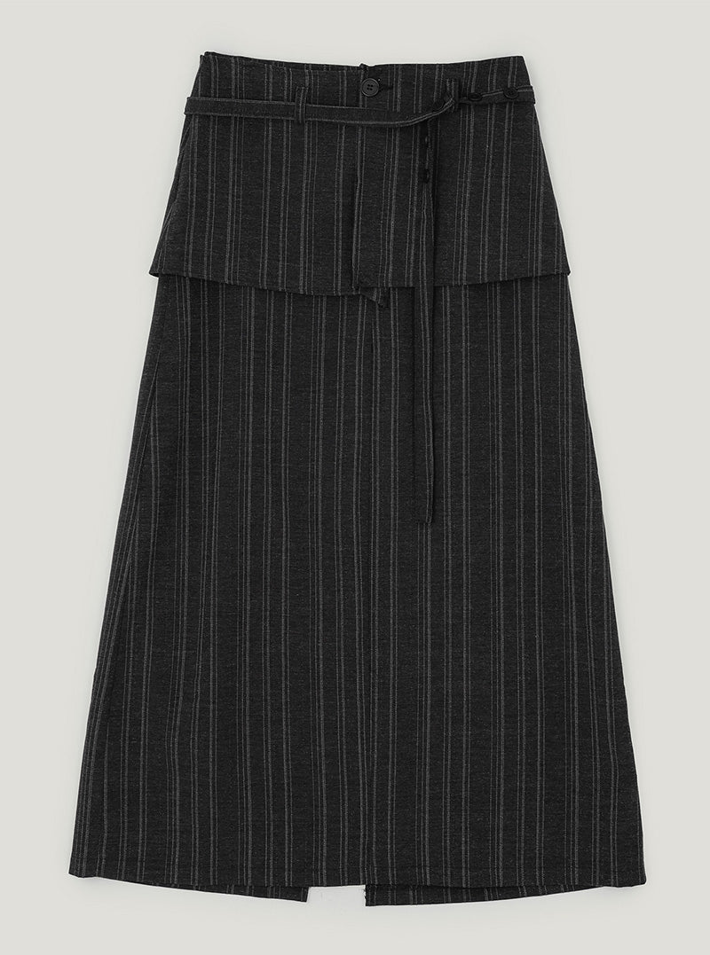 Devel layered stripe long skirt
