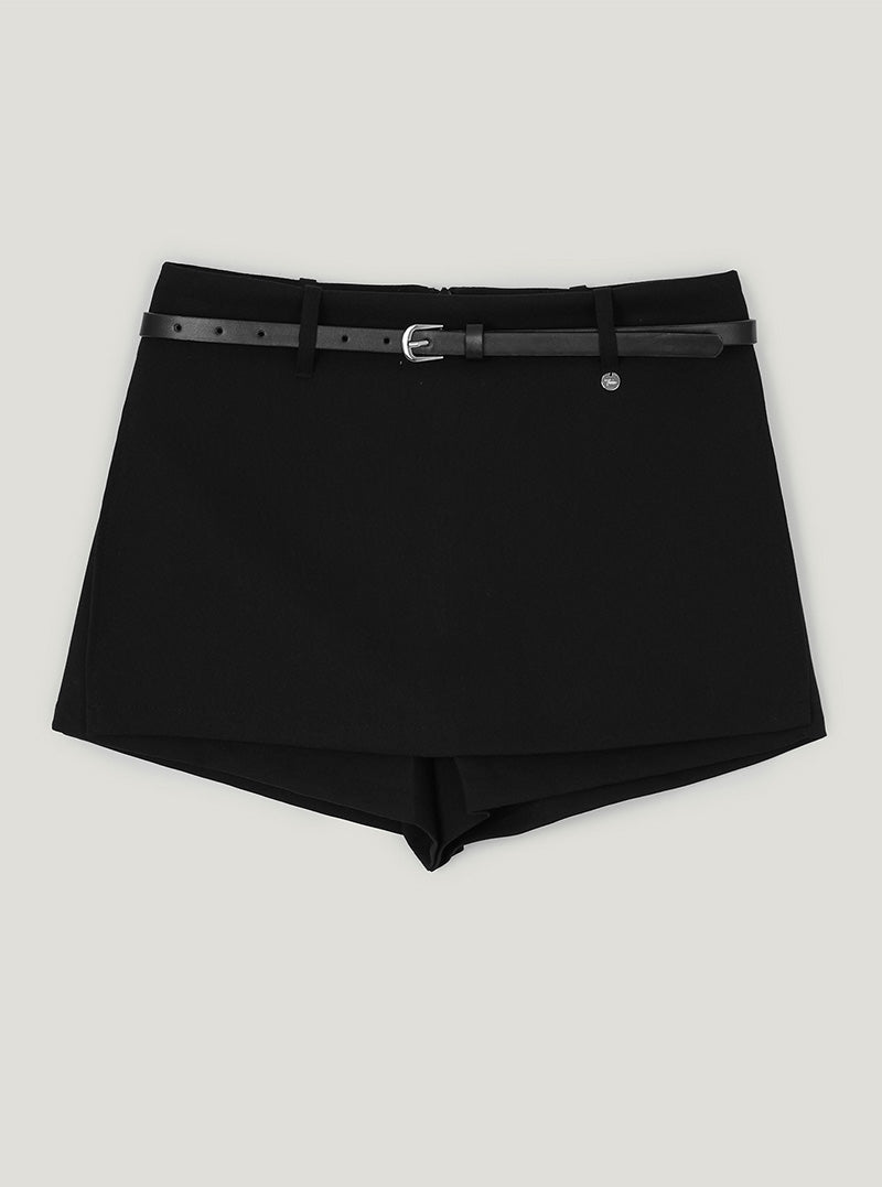 Tillen basic mini skirt shorts belt set