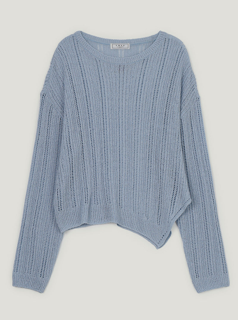 Thunder unbalance slit long sleeve knit