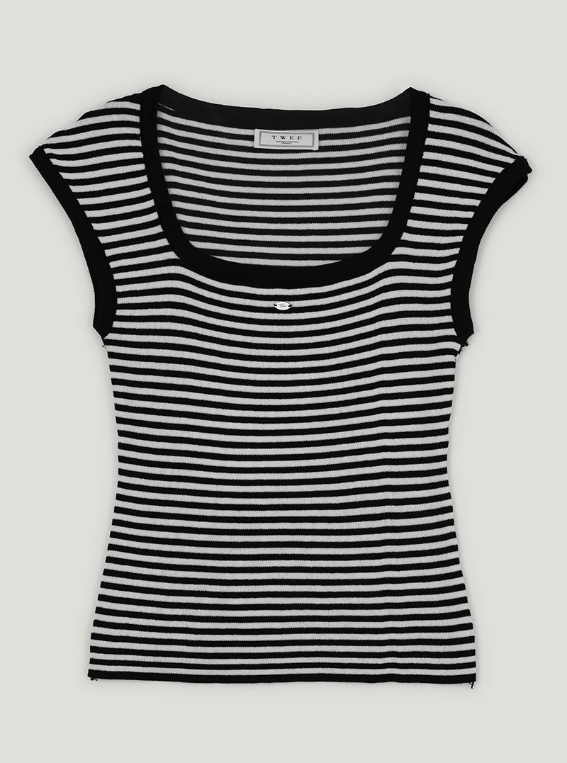 Poin stripe square knit sleeveless