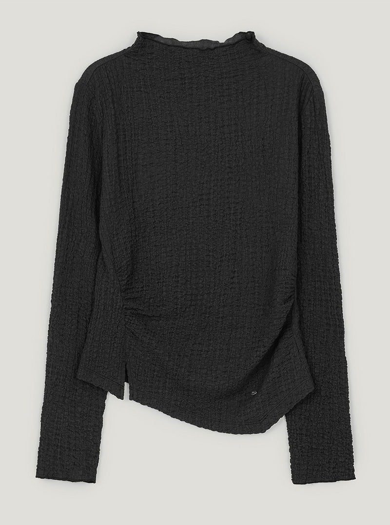 Zdil shirred high-neck long sleeve T-shirt