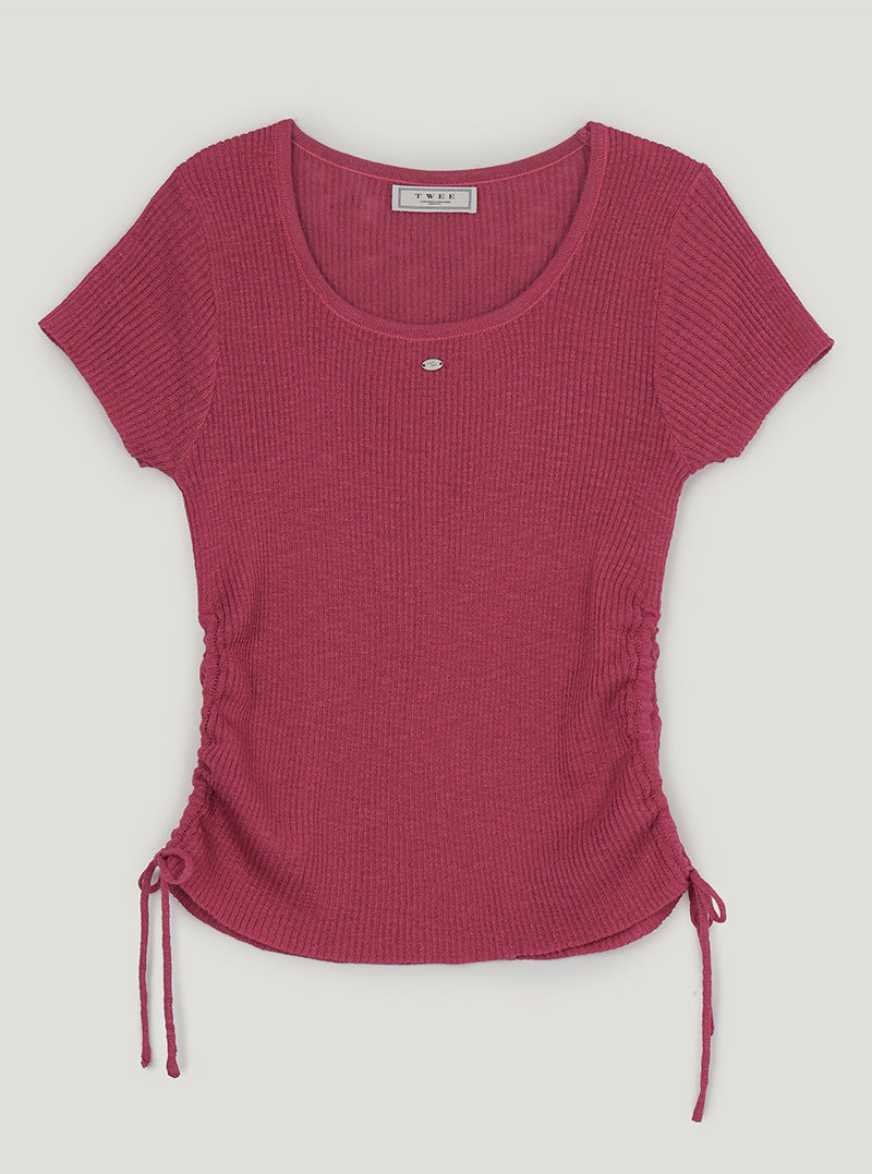 Lilpin shirring square short sleeve knit