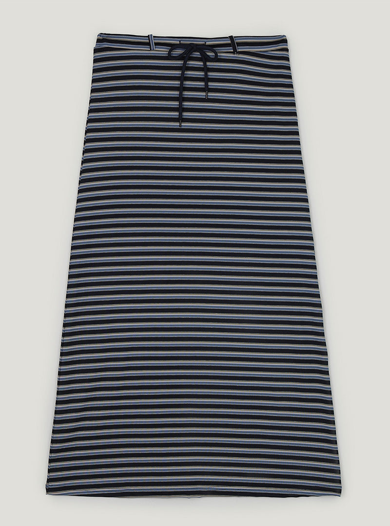 Inble contrast stripe banding long skirt