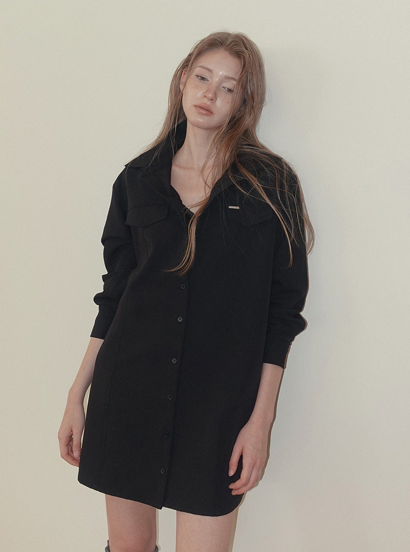 Rink collar shirt dress wrap skirt set