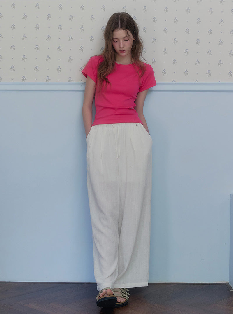 Ont linen pintuck banding long pants