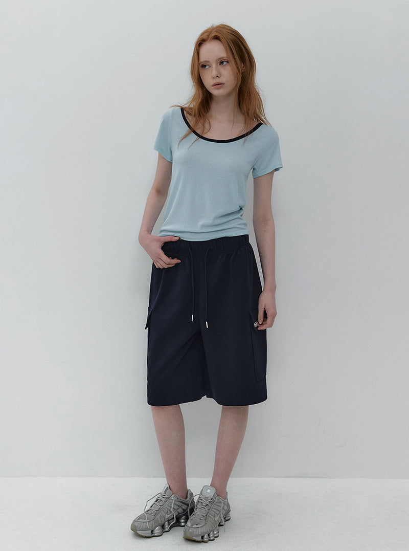 [T:MOVE]Boil cargo banding bermuda pants