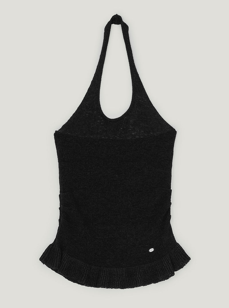 Cheite halterneck knit frill sleeveless