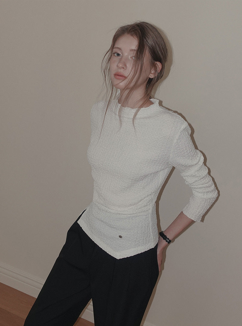 Zdil shirred high-neck long sleeve T-shirt