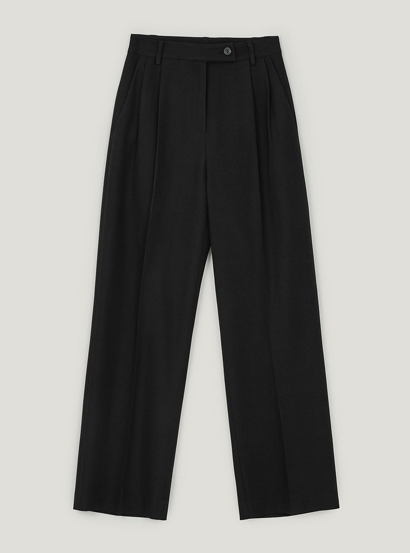 Pendil asymmetric button pintuck wide long slacks pants