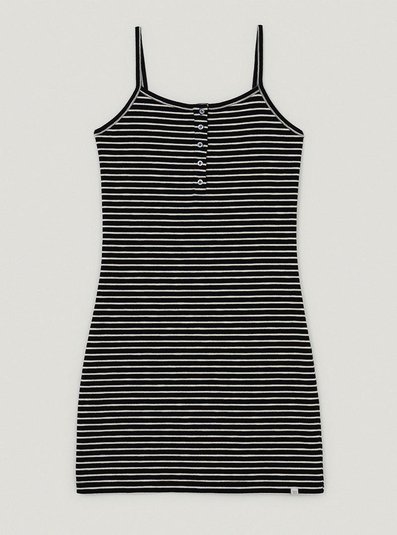 [TWEE:B] Merel button sleeveless mini dress (solid/stripe ver.)