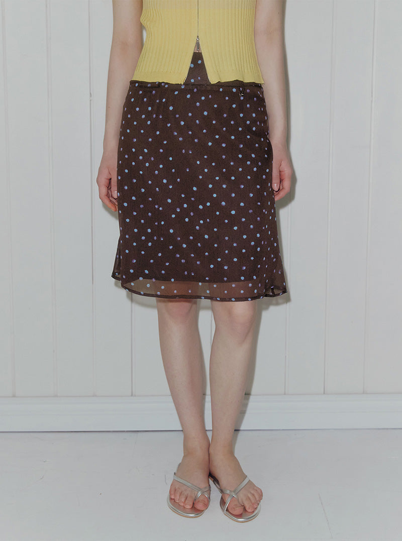 Tine dot chiffon midi skirt