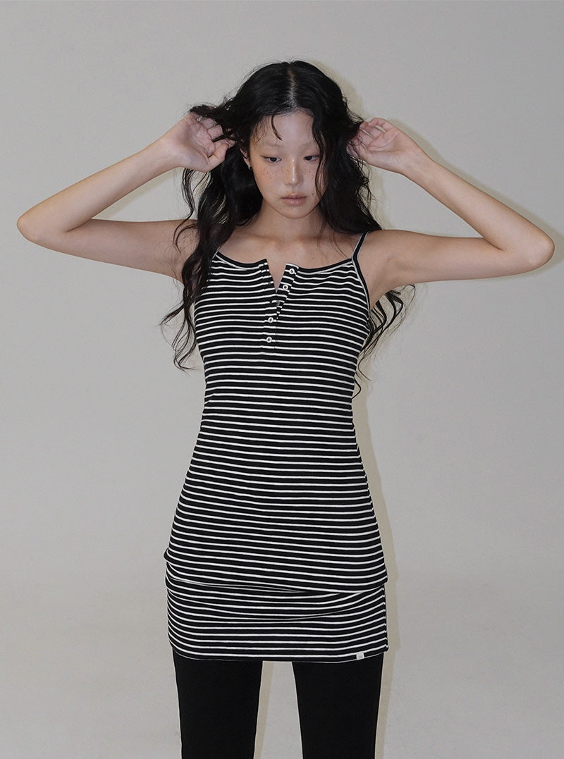 [TWEE:B] Merel button sleeveless mini dress (solid/stripe ver.)