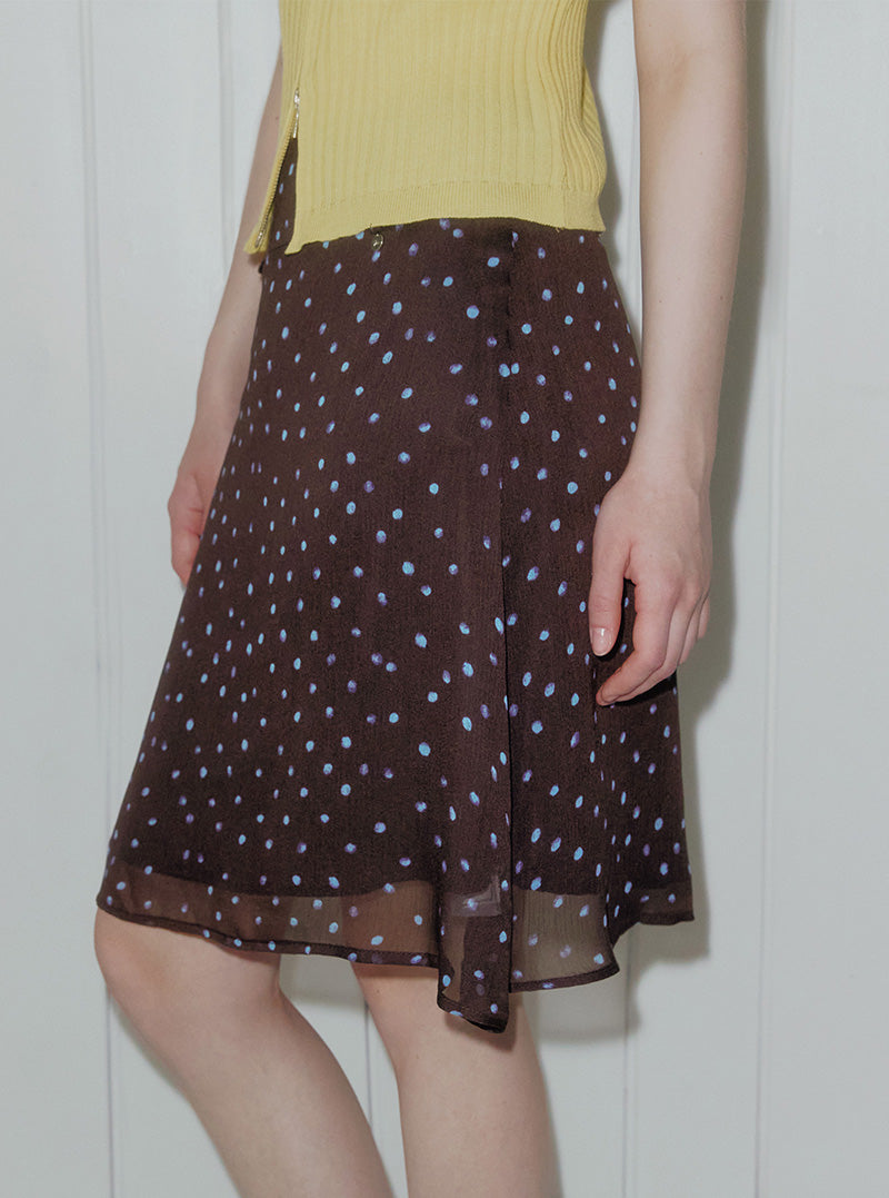 Tine dot chiffon midi skirt