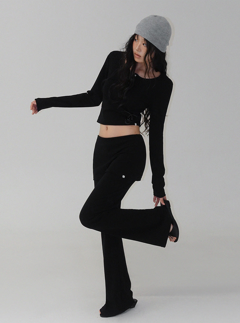[TWEE:B] Leon henley U-neck long sleeve T-shirt