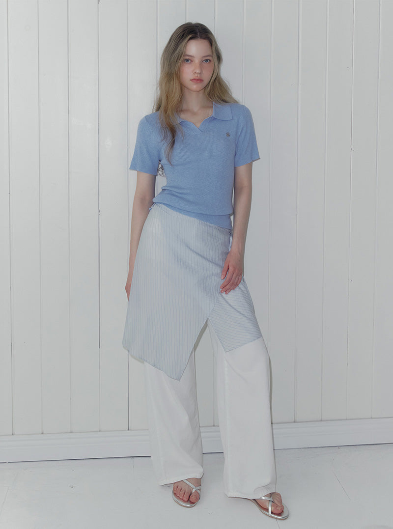 Rildin open collar short sleeve knit