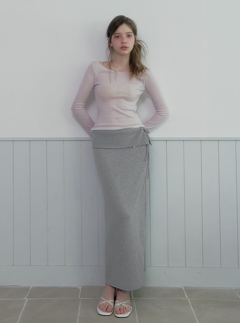 Yute folding strap long skirt