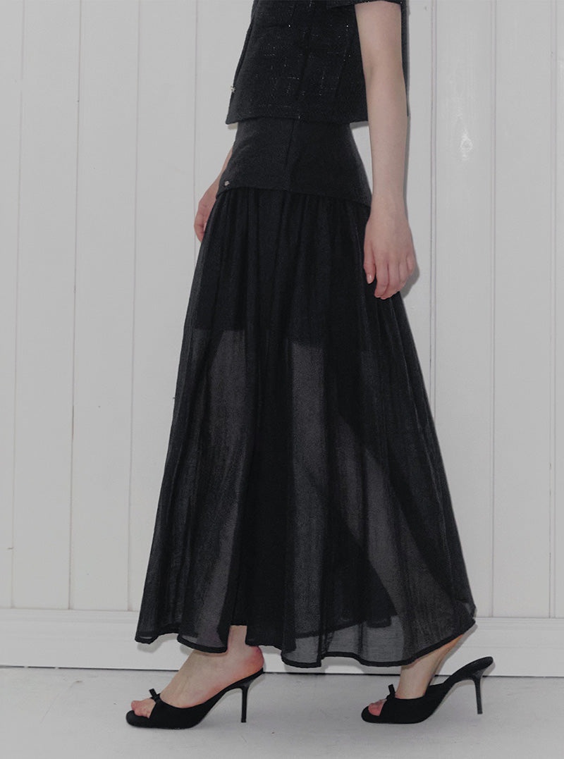Mels layered flare long skirt