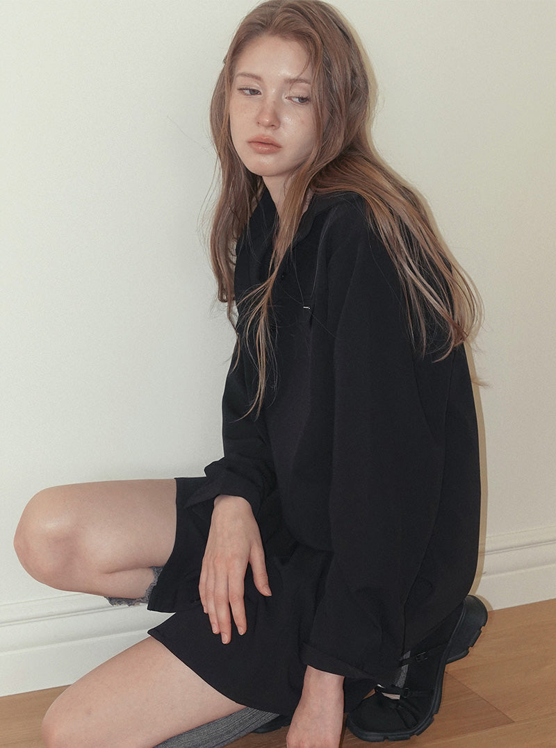 Rink collar shirt dress wrap skirt set