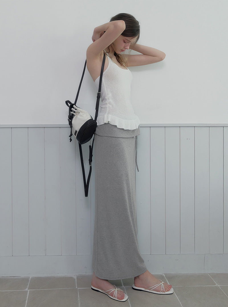 Yute folding strap long skirt