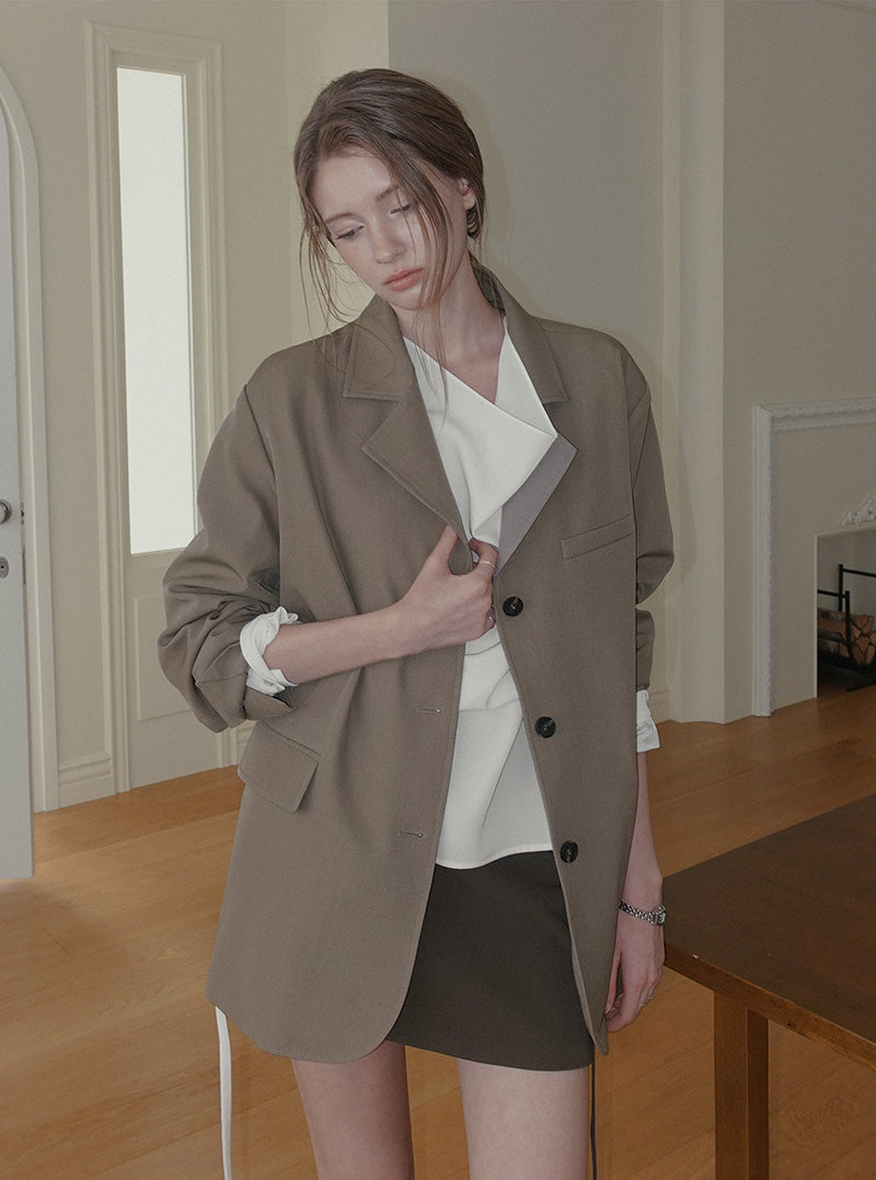 Odu basic blazer long sleeve jacket