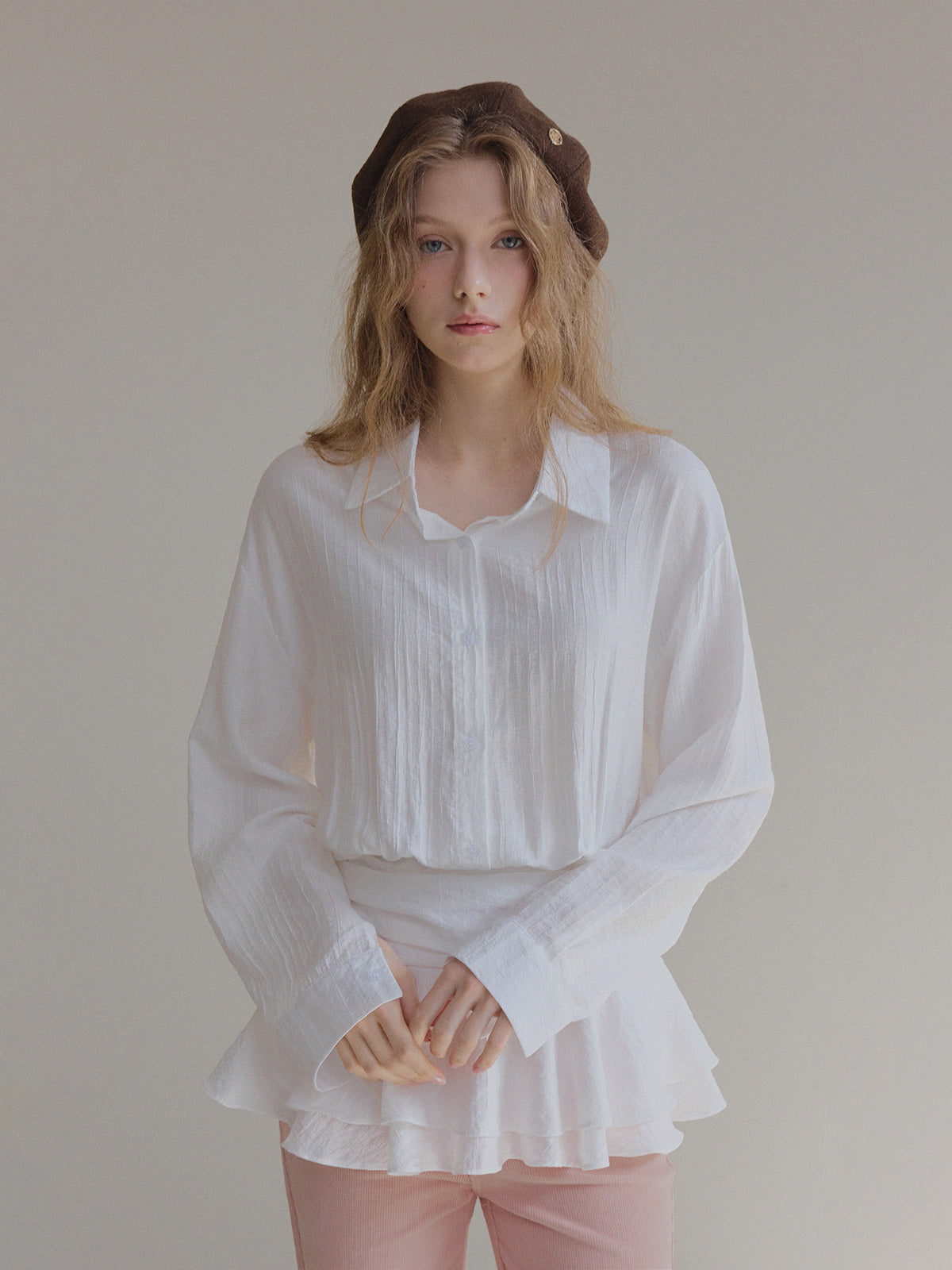 [TWEE] Chemise Ponc Robe Mini à Volants