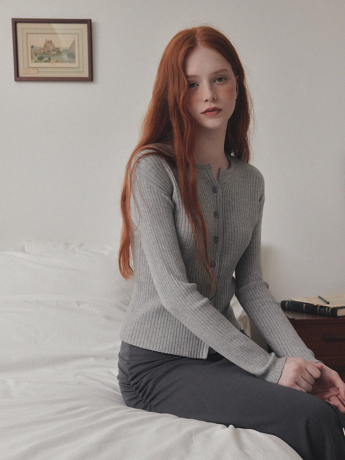 【TWEE】Juvied Button Rippstrick-Cardigan