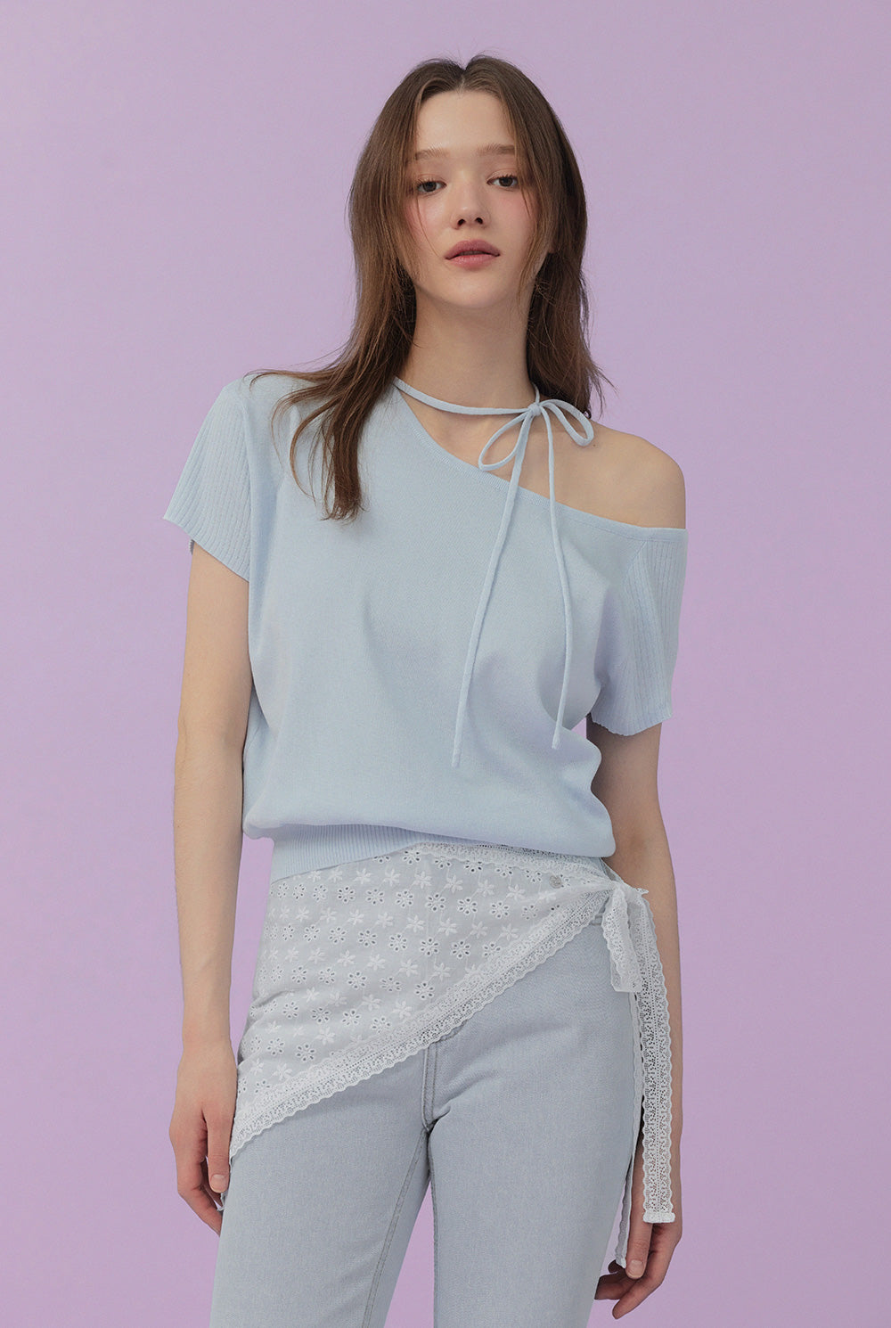 Waven Strap Half-Off Knit