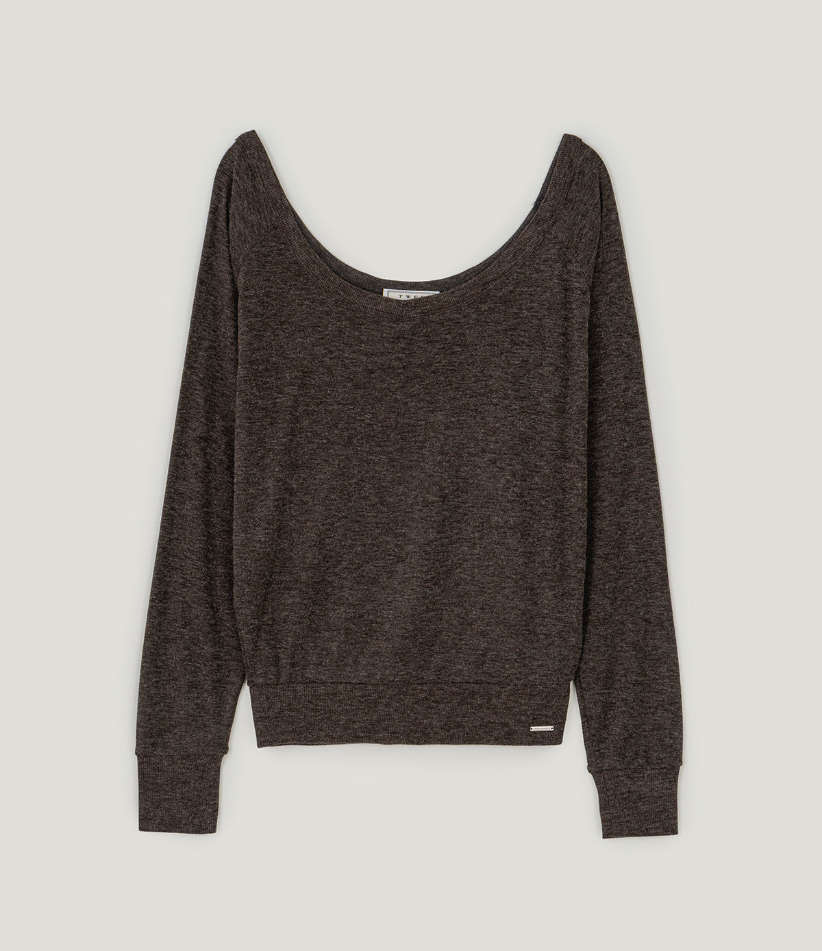 Twell V-neck raglan long sleeve sweatshirt | Brown cutout
