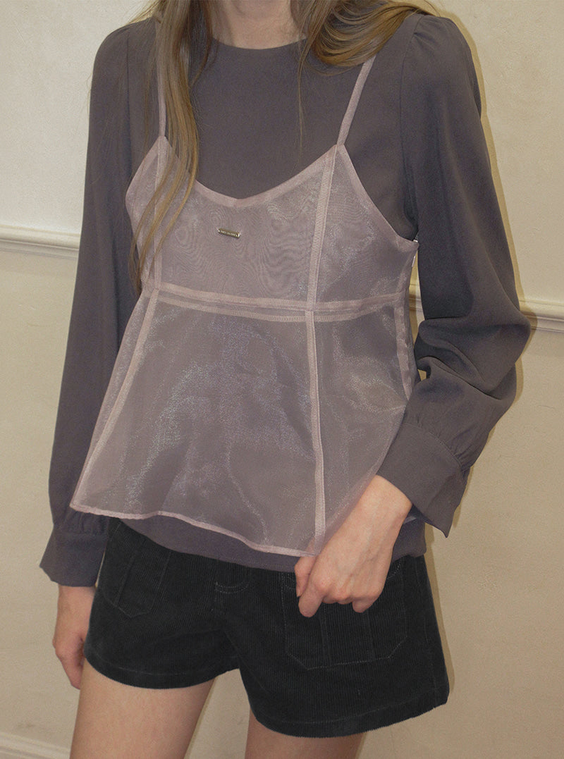 TWEE Beel pink see-through organza bustier | Product styling view 4