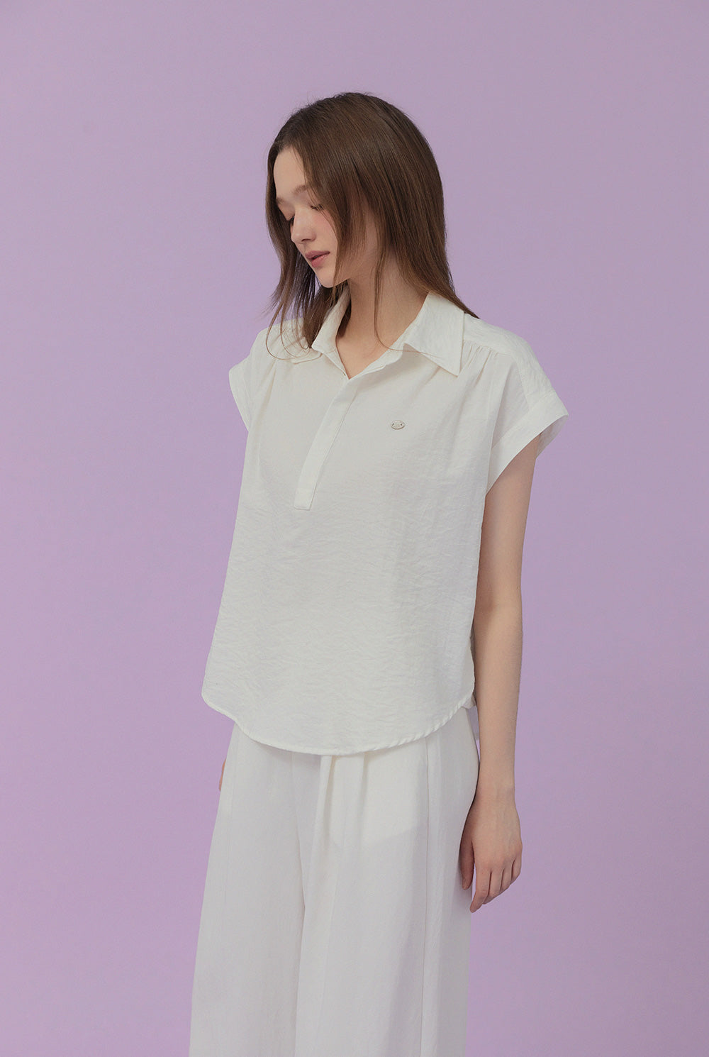 [TWEE] Chemise oversize à col plissé Pin-Tuck