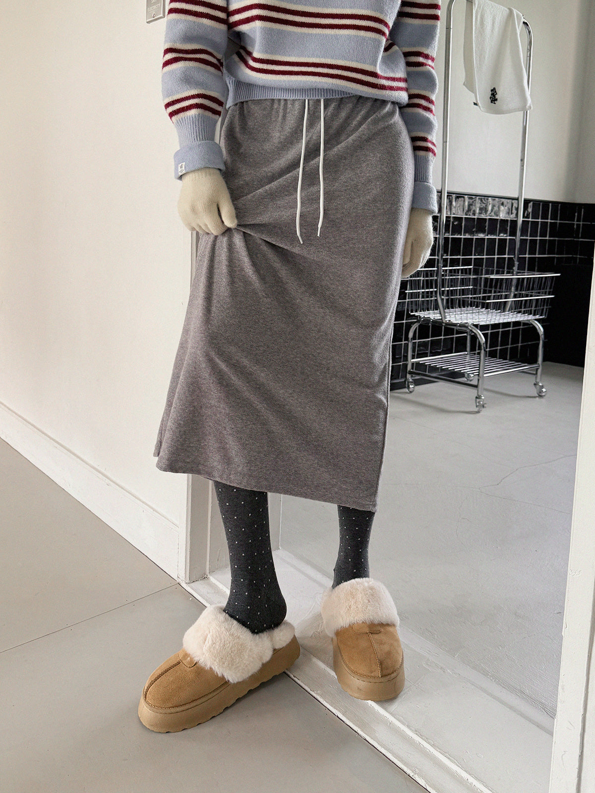 [TWEE] Gonna lunga con fascia e interno in pile Elluna
