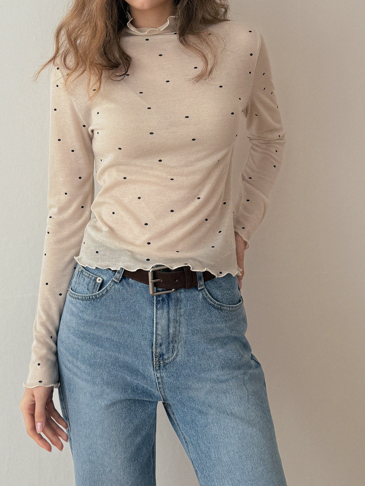 [TWEE] T-shirt à col roulé Bendi Dot à manches longues