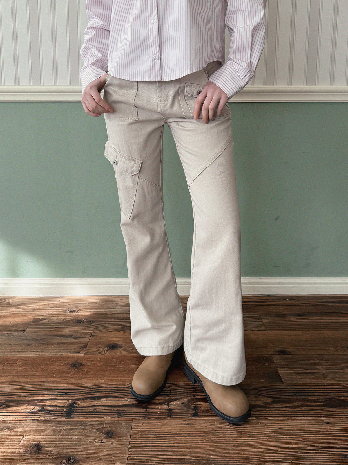 [TWEE] Pantalon Long Semi-Bootcut à Poche Bandi