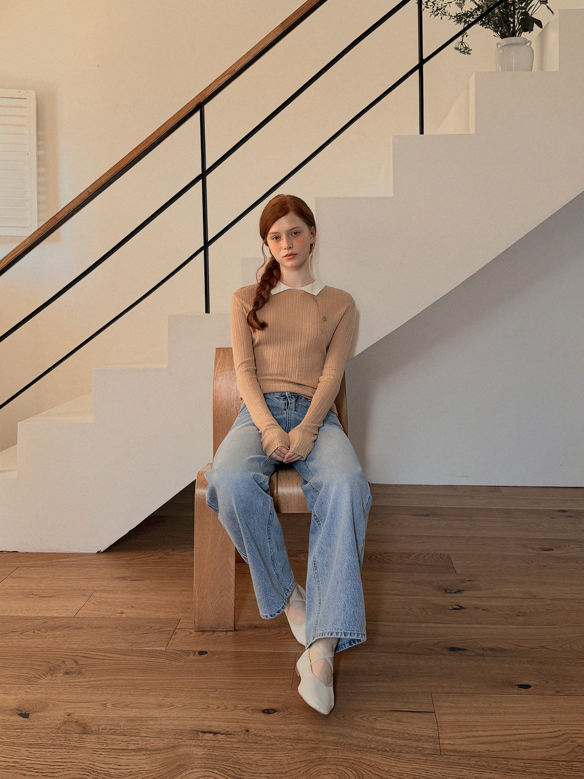 [TWEE] Maglia a maniche lunghe con collo a contrasto Rimet