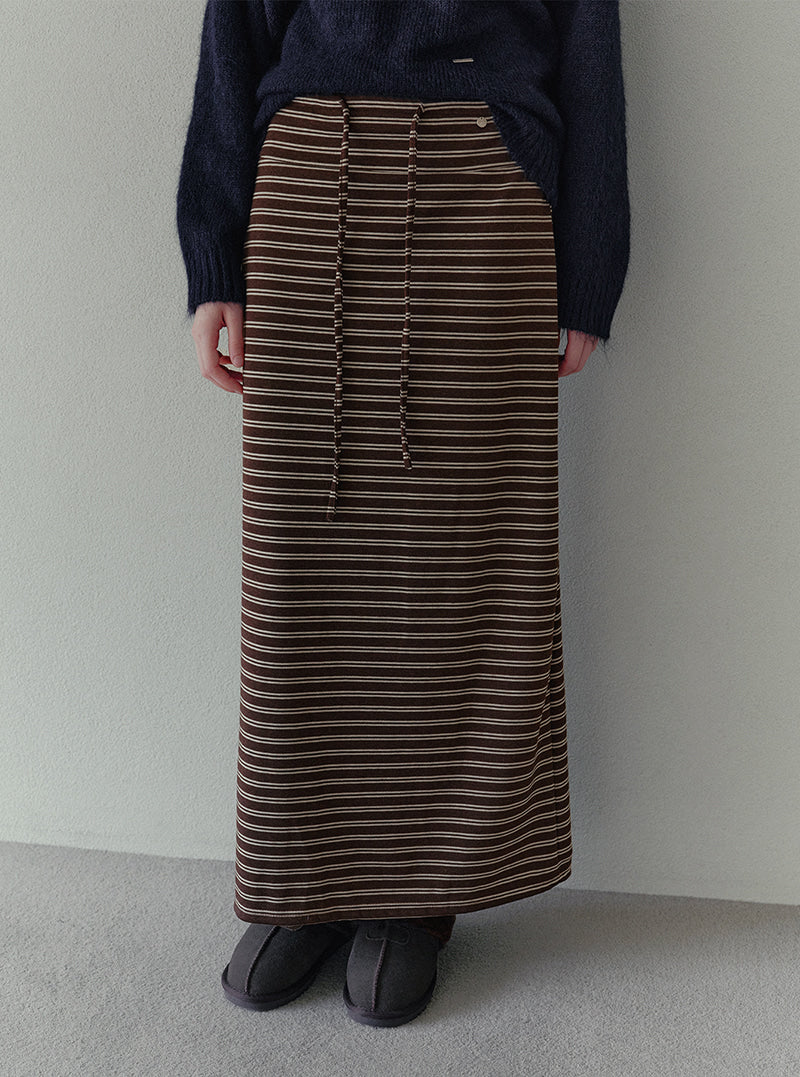 Pinel stripe wide banding long skirt | View 6