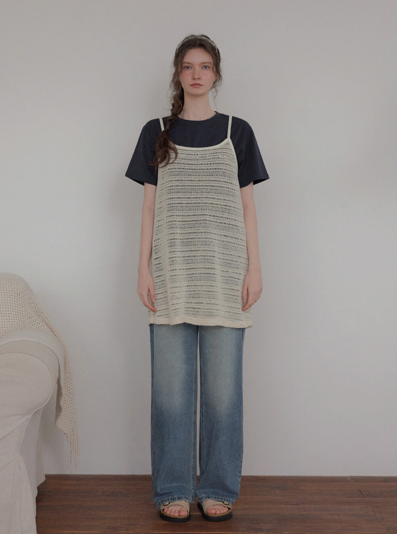 [TWEE] Hillet Stricknetz Schichtkleid