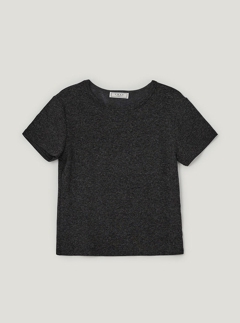 TWEE Orin vintage round neck short sleeve T-shirt | Charcoal product-only view