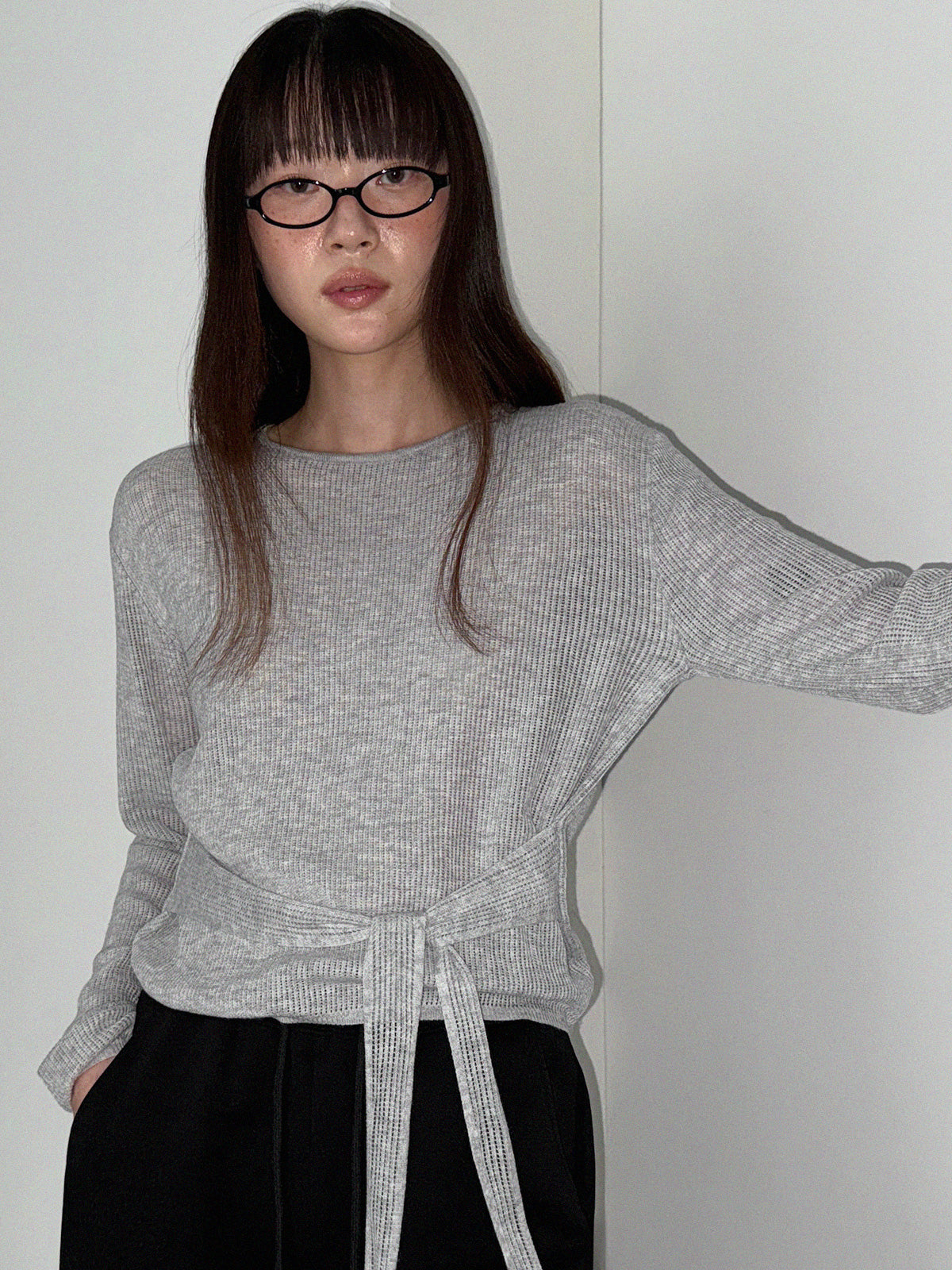 [TWEE:B] Tuna eyelet strap long-sleeve knit