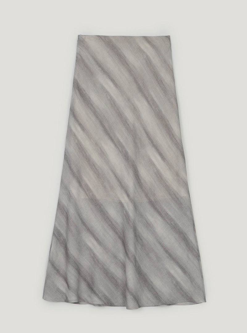Riel gradient flare long skirt | Grey cutout