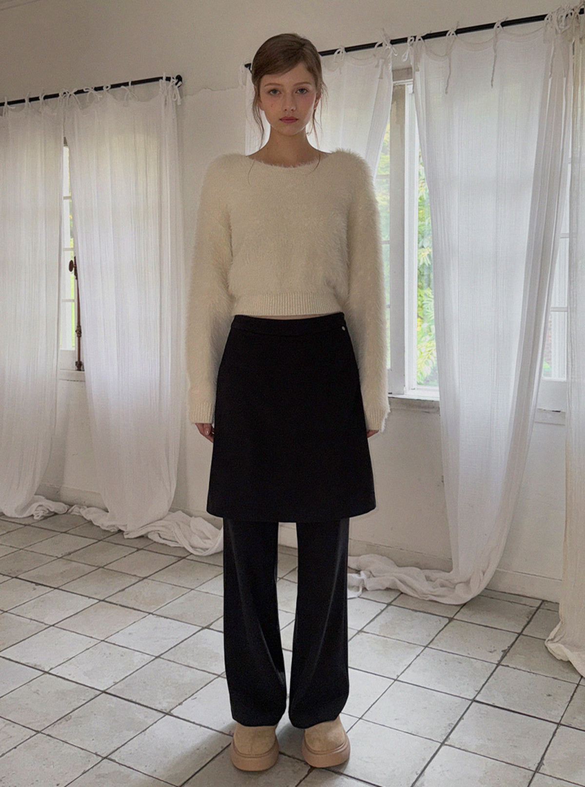 Deril Layered Skirt Wide Long Pants