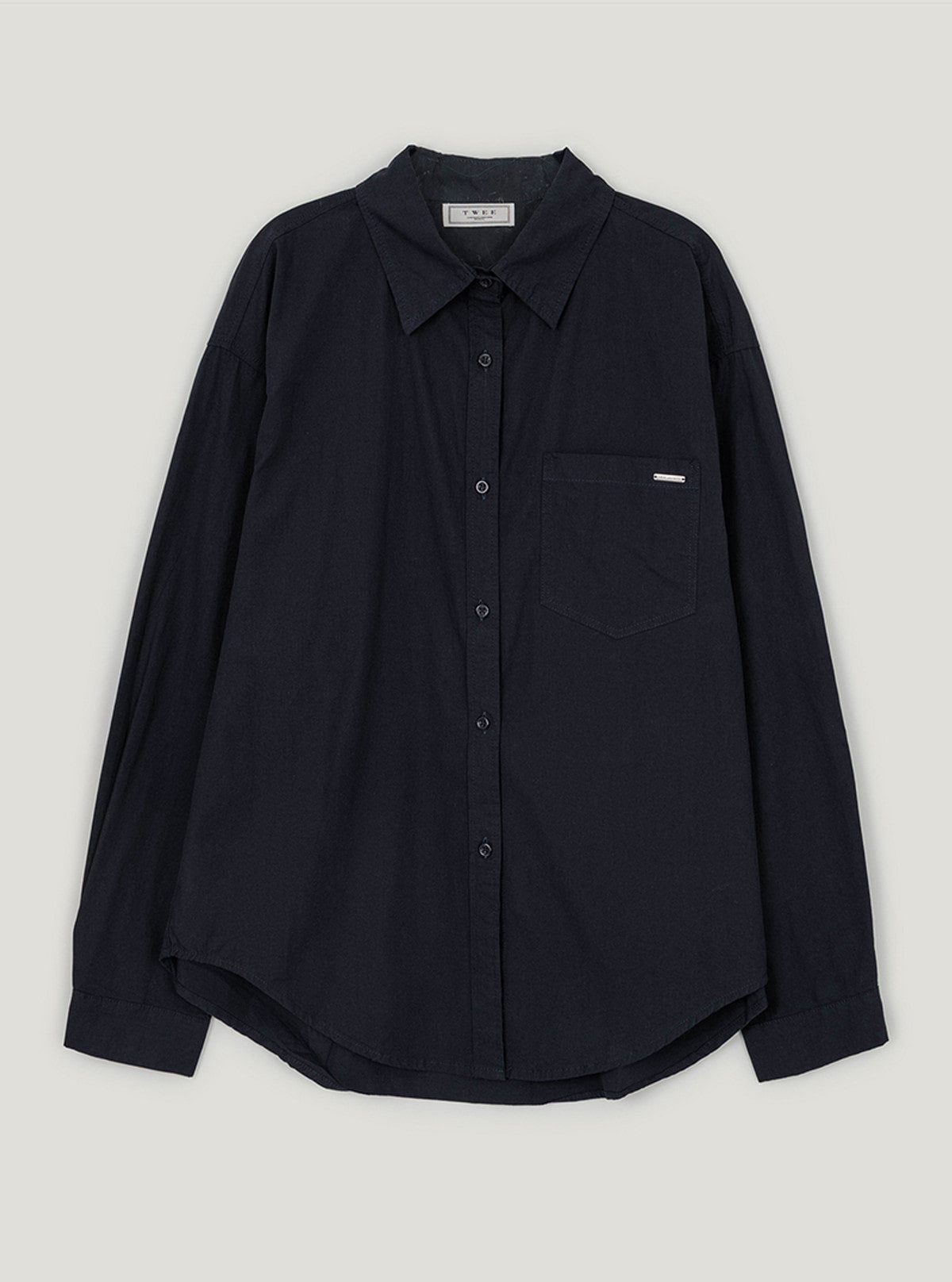 TWEE Patter basic pocket long sleeve shirt | Navy product-only view