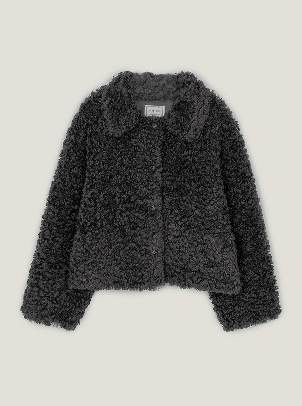 Boel shearling collar fur jacket | Charcoal cutout