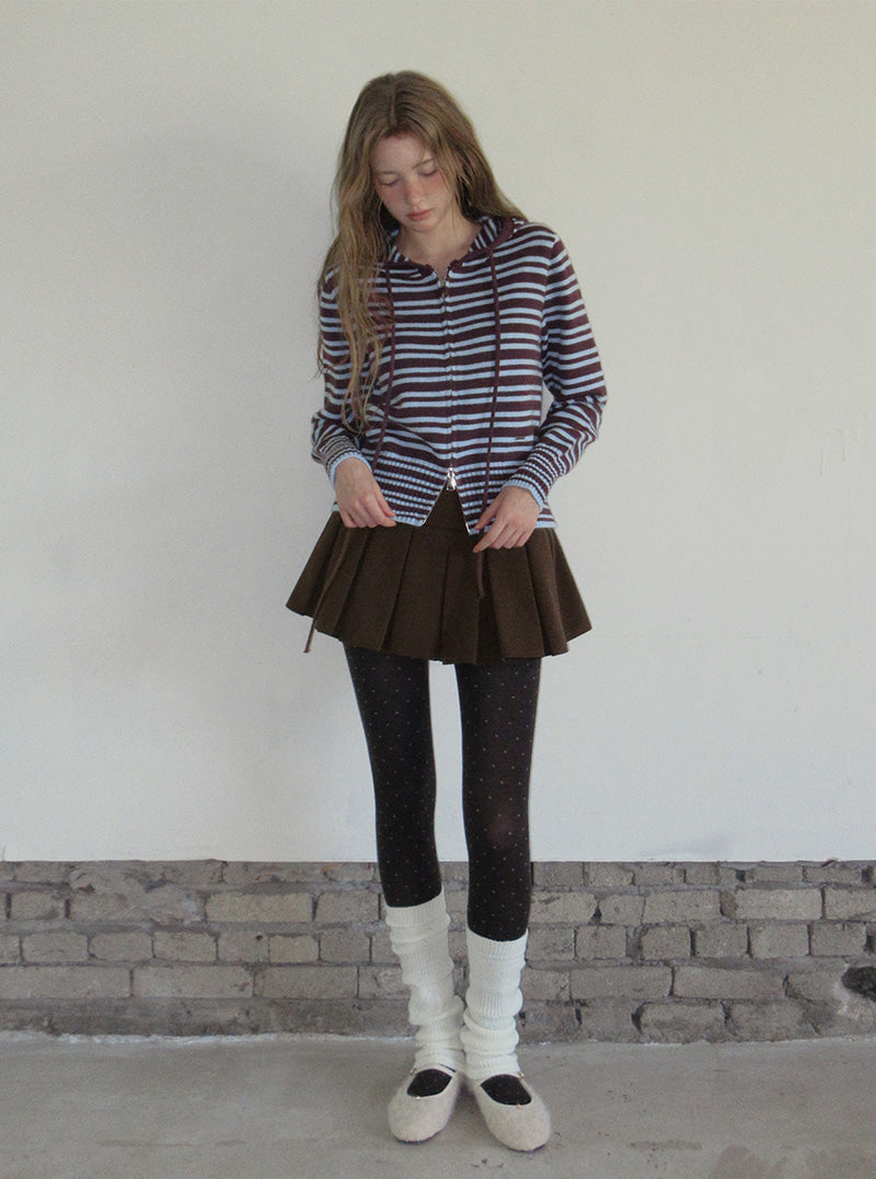 TWEE Error stripe knit hood zip-up | Product styling view 4
