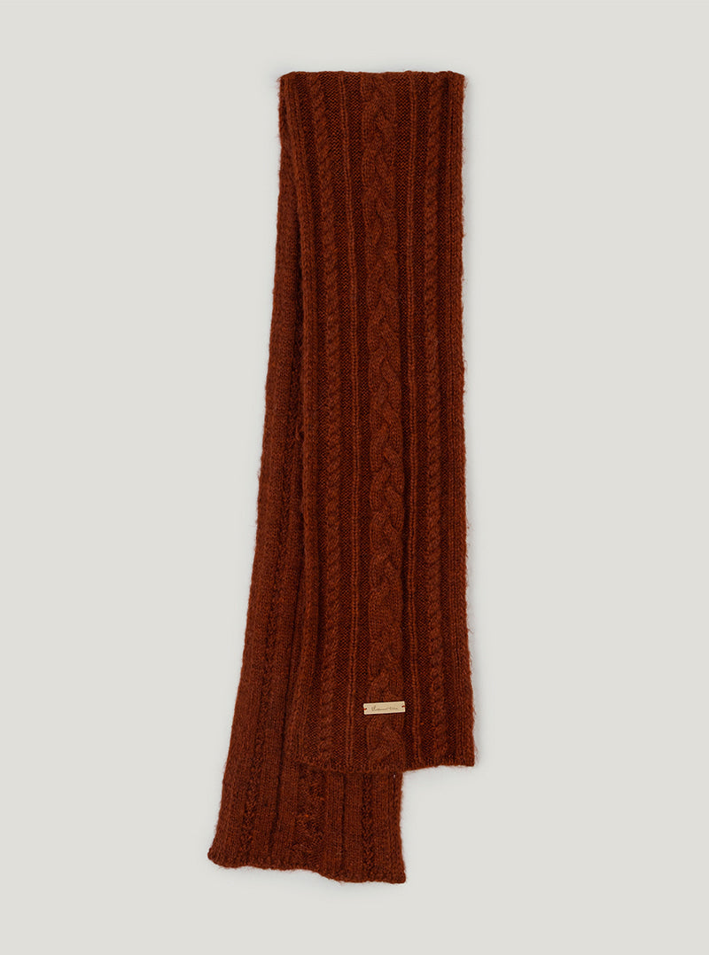 Dehen basic color ribbed knit muffler | Wine cutout